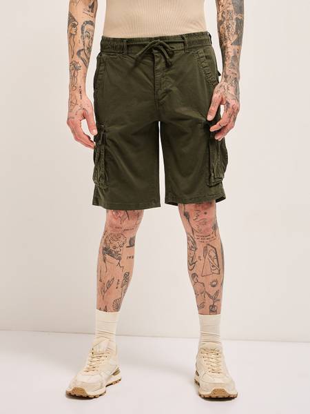 THE BEAR HOUSE Solid Men Dark Green Regular Shorts