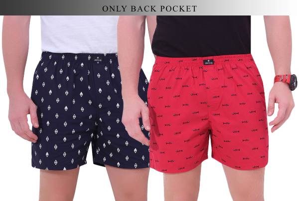 String Printed Men Red, Dark Blue Boxer Shorts