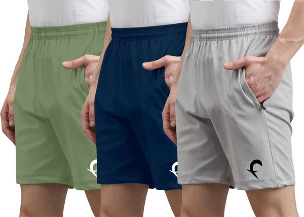 Flicfol Solid Men Multicolor Sports Shorts, Basic Shorts, Regular Shorts