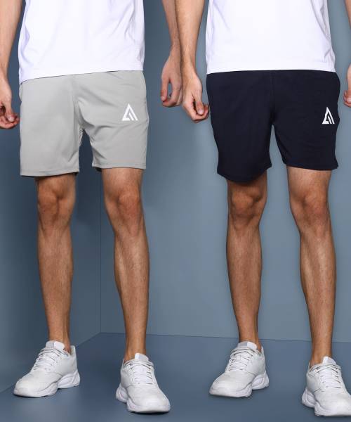 ADRENEX Solid Men Blue, Grey Basic Shorts, Beach Shorts, Baggy Shorts, Gym Shorts, Cycling Shorts