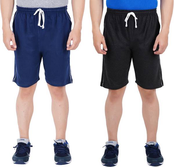 Guide Solid Men Blue, Black Regular Shorts