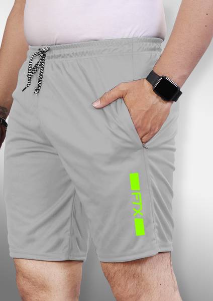 FTX Solid Men Grey Sports Shorts
