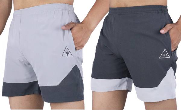Black river Solid, Color Block Men Multicolor, Grey Gym Shorts, Sports Shorts