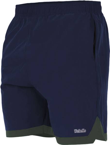 WeReKo Solid Men Dark Blue Casual Shorts