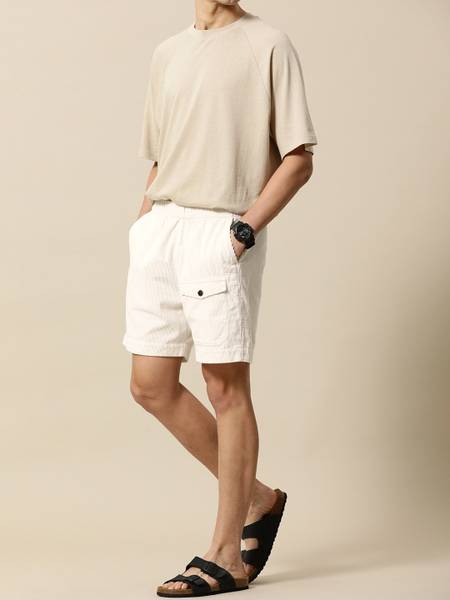 Mr Bowerbird Self Design Men White Regular Shorts