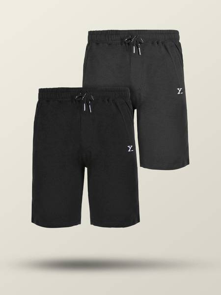 XYXX Solid Men Black, Grey Regular Shorts