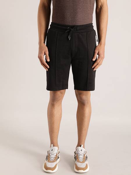 INDIAN TERRAIN Solid Men Black Casual Shorts