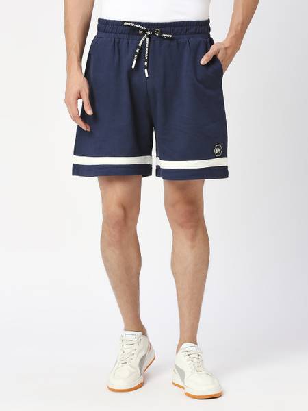 BEING HUMAN Solid Men Blue Basic Shorts
