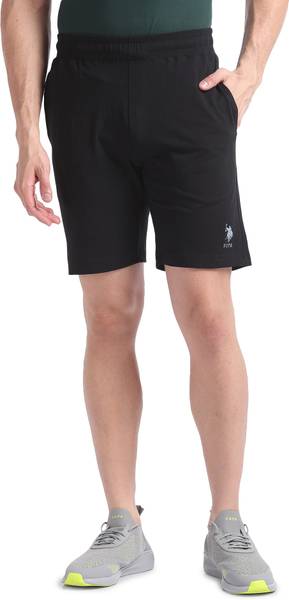 U.S. POLO ASSN. Solid Men Black Sports Shorts