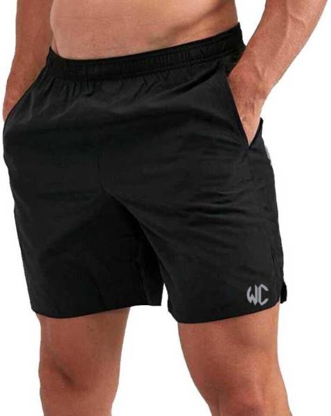 woomcraft Solid Men Black Running Shorts, Cycling Shorts, Gym Shorts, Night Shorts, Sports Shorts, Regular Shorts