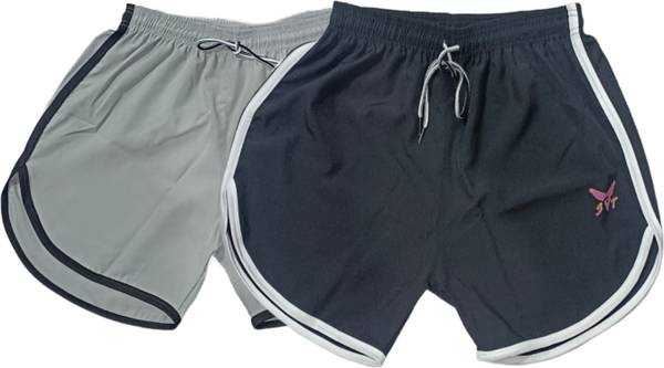mokshii Solid Men Grey, Black Hotpants, Night Shorts