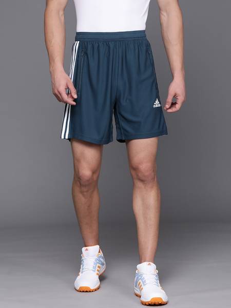 ADIDAS Striped Men Dark Blue Sports Shorts