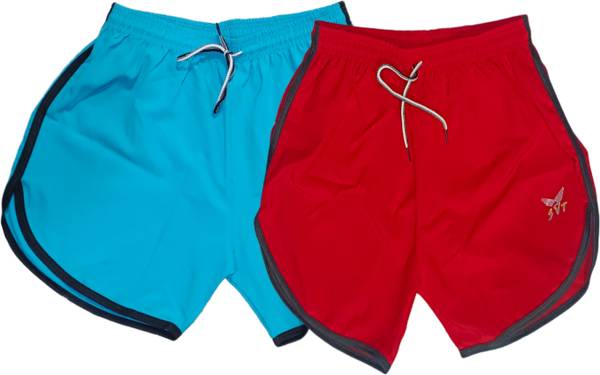 mokshii Solid Men Blue, Red Hotpants, Night Shorts