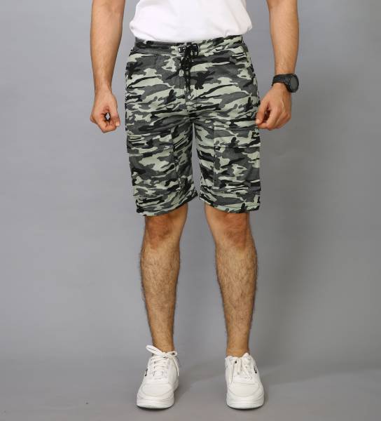 CREST TREND Self Design Men Black Cargo Shorts