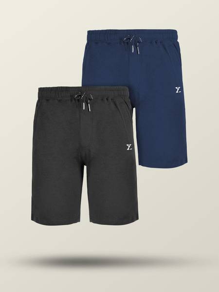 XYXX Solid Men Grey, Blue Regular Shorts