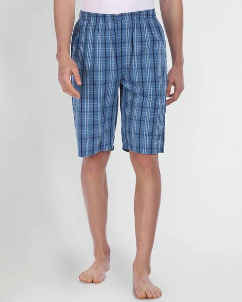 U.S. POLO ASSN. Checkered Men Blue Bermuda Shorts