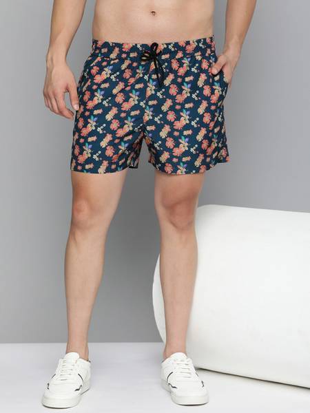 HERE&NOW Printed Men Dark Blue Regular Shorts