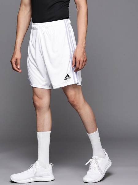ADIDAS Striped Men White Sports Shorts