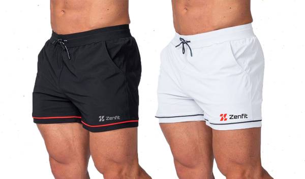 zenfit Solid Men Black, White Sports Shorts
