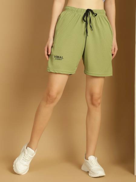 VIMAL JONNEY Solid Women Green Basic Shorts