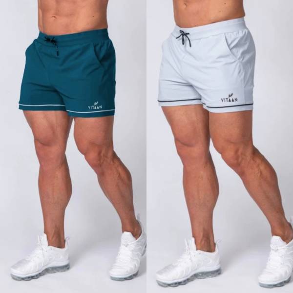 Vitaan Solid Men Grey, Light Blue Sports Shorts, Gym Shorts, Regular Shorts