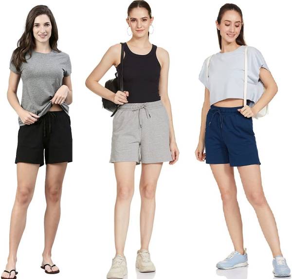 rizim Solid Women Multicolor Regular Shorts