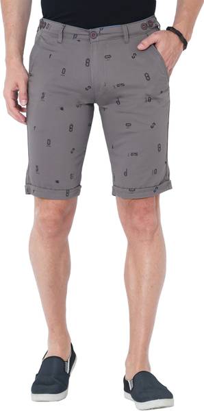 WOLF-RIDER Printed Men Dark Grey Chino Shorts