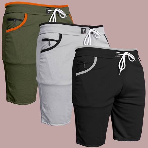 WeReKo Solid Men Green, Silver, Black Casual Shorts