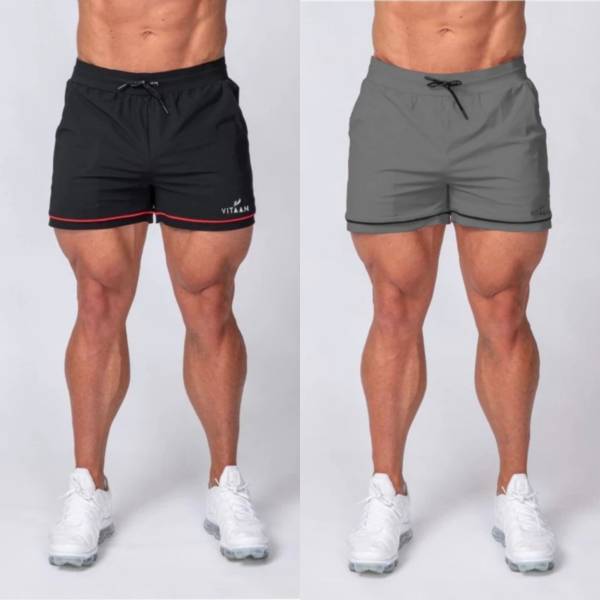 Vitaan Solid Men Dark Grey, Black Sports Shorts, Gym Shorts, Regular Shorts