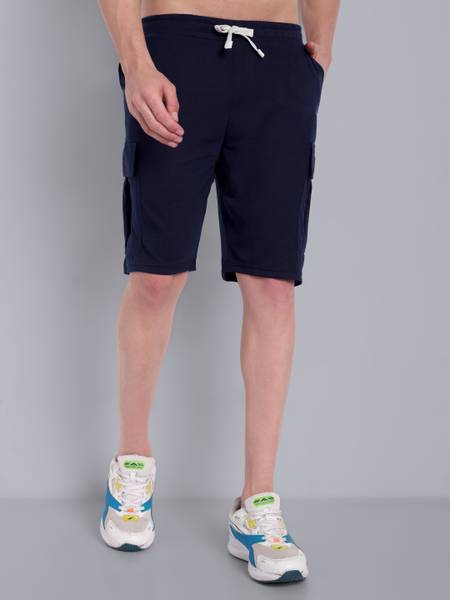 Go Devil Solid Men Dark Blue Cargo Shorts