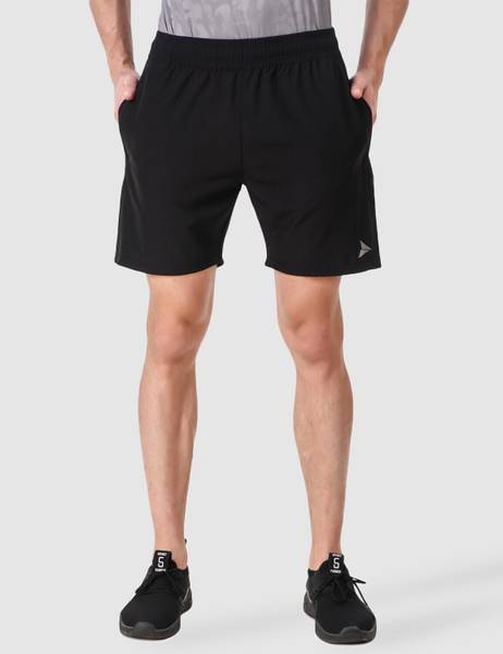 Fitinc Solid Men Black Sports Shorts