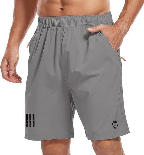 TENRUN Solid Men Dark Grey Casual Shorts