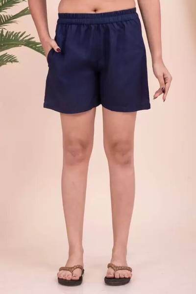 Mirayya Enterprises Solid Women Dark Blue Casual Shorts