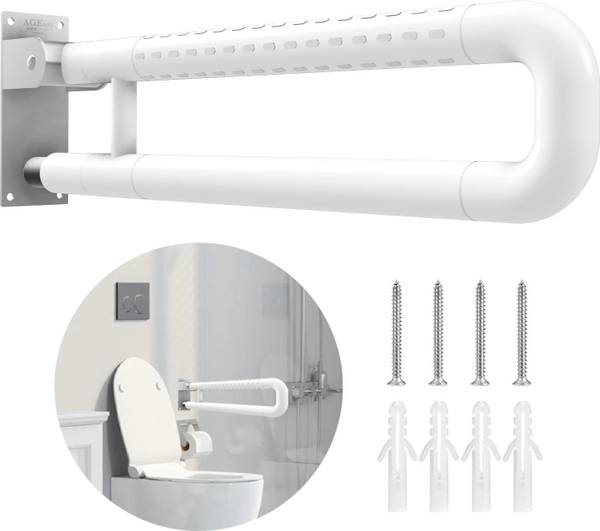 AGEasy Flip-Up Nylon Grab Bar Anti-Slip Grip, Space Saving Design for Elderly Shower Grab Bar