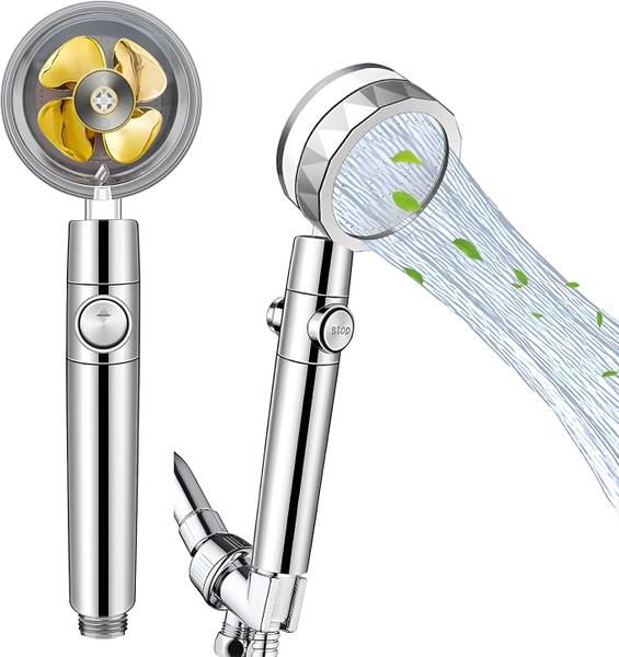 Plantex High-Pressure Hand Shower For Bathroom- 360 Degrees Rotatable- Chrome (Gold Fan) Shower Head