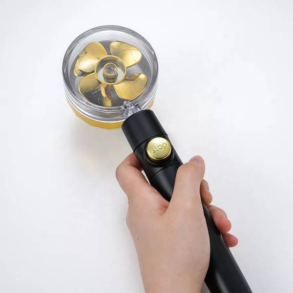 Kyari - 360 Turbo Fan High Pressure Hand Shower BLACK - GOLD For Bathroom Shower Head