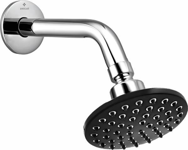 ENICET 5-INCH Round Shower With Arm & Flange, Bathroom shower set, Chrome Finish Black Shower Head