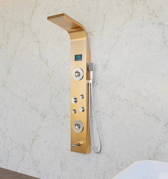 SUNBEAM GOLDEN LED SHOWER PANEL GOLDEN SHOWER PANEL SS 304 BODY LED SHOWER PANEL