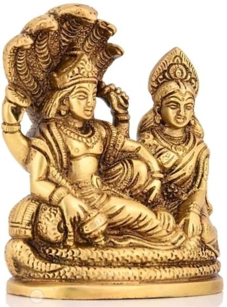 DARIDRA BHANJAN Vishnu Laxmi Ji Murti, laxmi vishnu idol,Lakshmi Vishnu Ji Idol Gold Decorative Showpiece - 12 cm