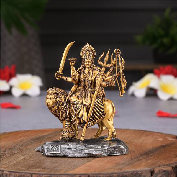 ARTARIUM Shri Durga Mata | Shri Vaishno Devi | Sherawali Mata Idol For Car Dashboard Decorative Showpiece - 9.9 cm