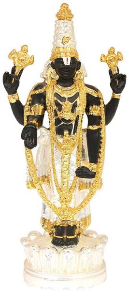 INTERNATIONAL GIFT Black & Gold Plated Tirupati Balaji Idol | Religious Figurine | For Pooja Decorative Showpiece - 12 cm