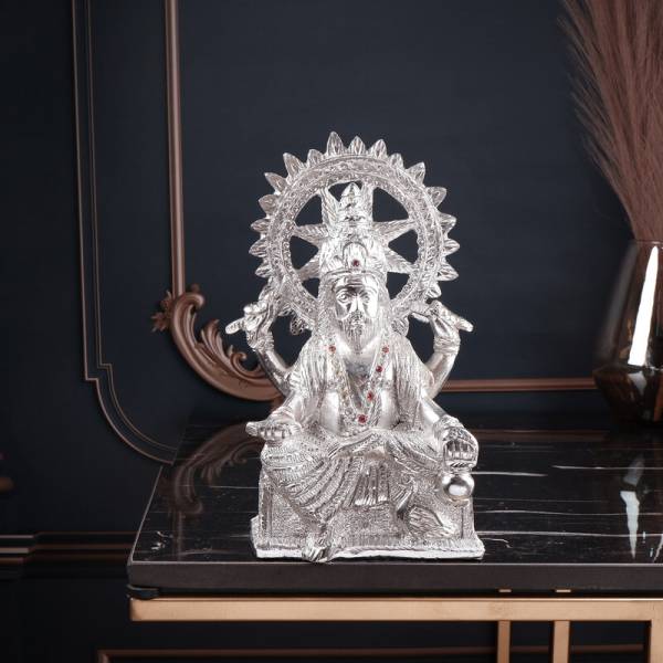 Shoppingrox Vishwakarma God Idol | White Metal | Silver Colour - 23cm Decorative Showpiece - 23 cm