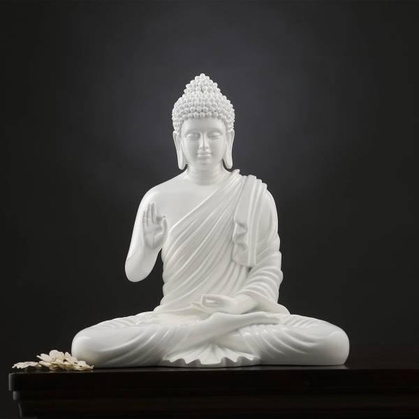 Hanu Creations Buddha White Beautiful Office,Garden,Desk,Living Room Statue Home Decorative Showpiece - 38 cm
