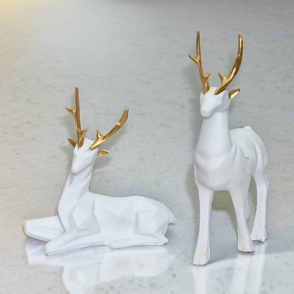 Flipkart SmartBuy Elegant White Crane Couple Statue with Golden Wings 14 inch  Resin Home Dcor Decorative Showpiece - 21.5 cm