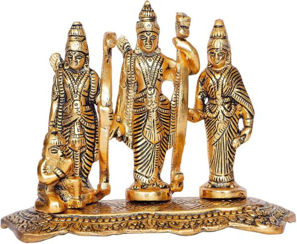 NOKTUS 5" inch Metal Ram Darbar/ God Ram, Sita, Laxman and Hanuman Murti for home decor Decorative Showpiece - 12 cm