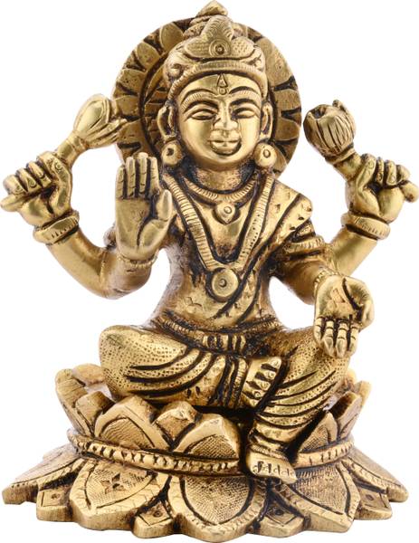 Shreeyash Brass Murti Mata Kamal Laxmi Statue Idol for Gift Pooja Mandir Temple Home Decor Decorative Showpiece - 10.1 cm