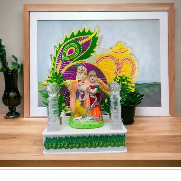 Awesome Craft Shree Radha Krishna Idol with Color Changing Light for Home dcor Gifting Decorative Showpiece - 20 cm