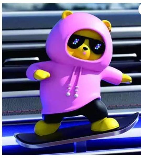 yantra Car Interior Accessories Dashboard Decorations, Cute Sliding Skateboarding Panda Decorative Showpiece - 9 cm