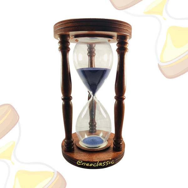 Neo Classic Sheesham Wood Sand Timer | 30-Minute Hourglass | Handcrafted with Blue Sand Decorative Showpiece - 28 cm