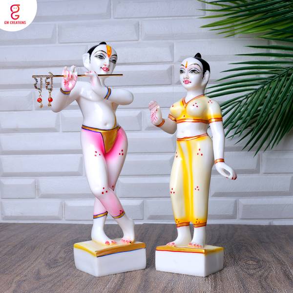 GW Creations Radha Krishna Exquisite Marble Statues, Murtis, for Home Dcor & pooja rooms Decorative Showpiece - 30 cm
